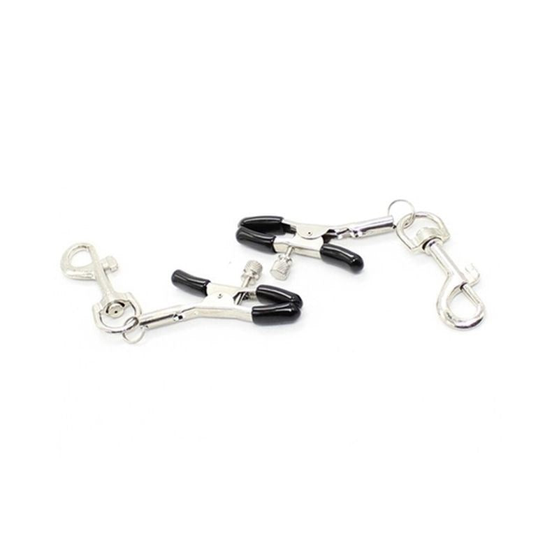 Metal Nipple Clamp With Leash Clips - - Breast and Nipple Toys