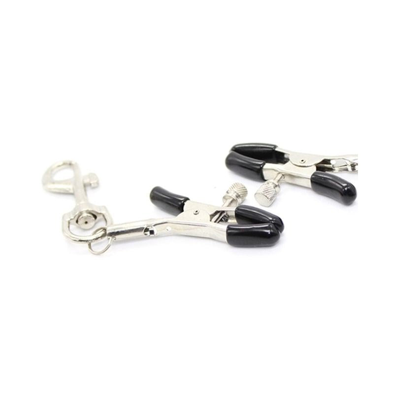 Metal Nipple Clamp With Leash Clips - - Breast and Nipple Toys