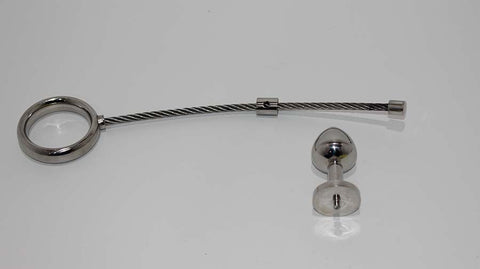 Metal Plug & Cock Ring by Hell's Couture - Spreaders and Hangers