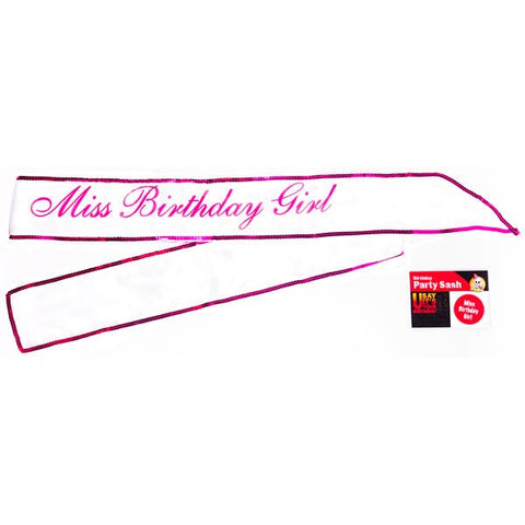 Miss Birthday Girl Sash Adult Novelty by Little Genie - Party Gifts and Novelties
