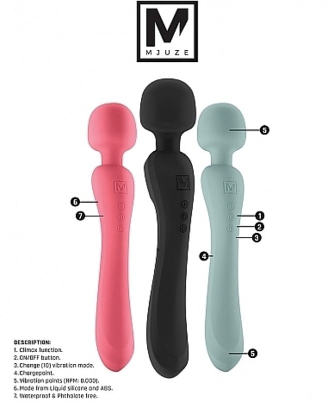 Mjuze Flowing Body Massager Black - - Waterproof Vibrators