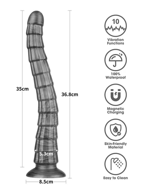 Lovetoy Vibrax Slider King Sized Rechargeable Vibrating Dildo 36.8cm Grey - Vibrating Dildos