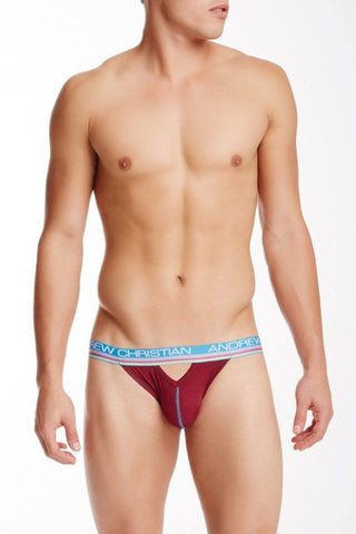 NanoFit Teaser Jock Burgundy Medium by Andrew Christian - Jocks and G-Strings