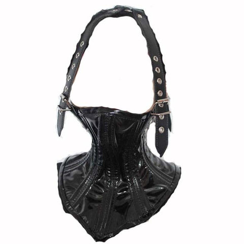 Neck PVC Corset with Head Harness Bondage Restraints - Cuffs and Restraints