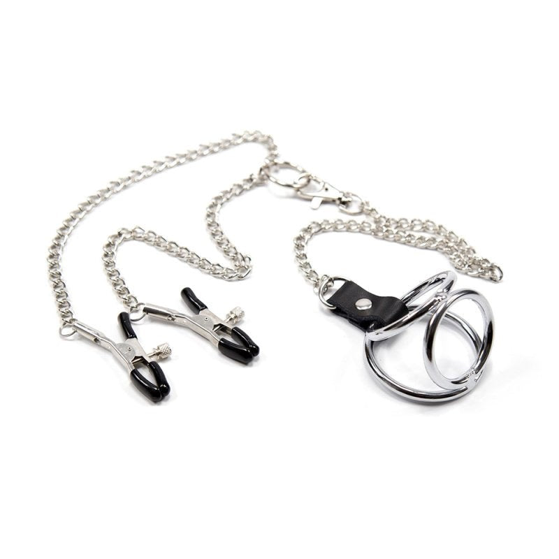 Nipple Clamps With Cock Ring - - Collars And Cuffs