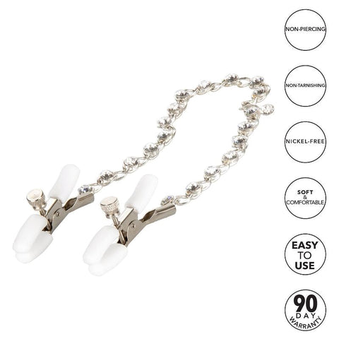 Nipple Play Crystal Chain Nipple Clamps by CalExotics - Nipple and Clit Clamps