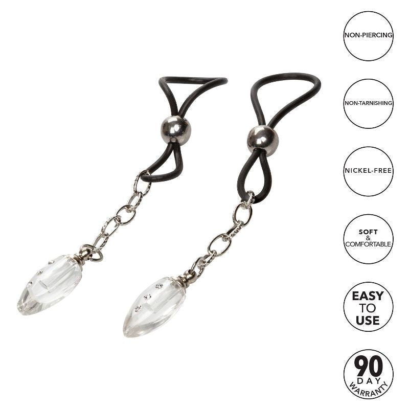 Nipple Play Non-Piercing Nipple Jewelry Crystal Teardrop - - Nipple and Clit Clamps