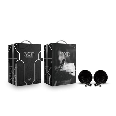 Noir Pom Adjustable Nipple Clamps Furry Nipple Clamps - Nipple and Clit Clamps