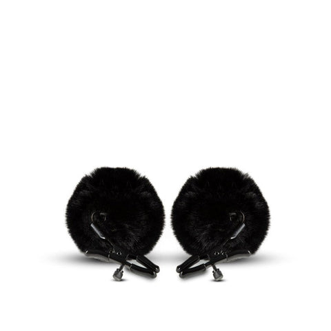 Noir Pom Adjustable Nipple Clamps Furry Nipple Clamps - Nipple and Clit Clamps