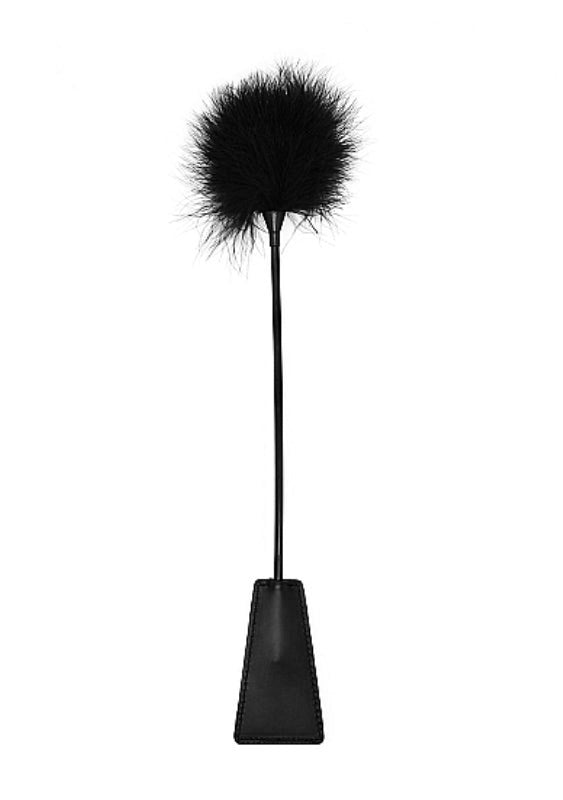 Ouch Black and White Crop with Feather Tickler - - Whips And Crops