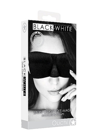 Black and White Satin Curvy Eye Mask by Shots Toys - Masks And Blindfolds