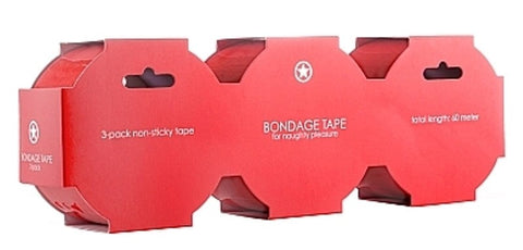 Ouch Bondage Tape 3 Pack Red by Shots Toys - Cuffs and Restraints