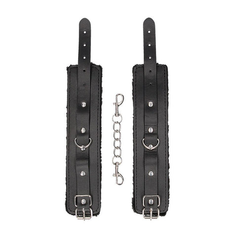 OUCH! BW Plush Bonded Leather Hand Cuffs by Shots Toys - Cuffs and Restraints