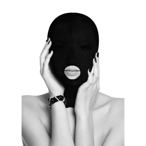 OUCH! BW Submission Mask With Open Mouth by Shots Toys - Masks And Blindfolds