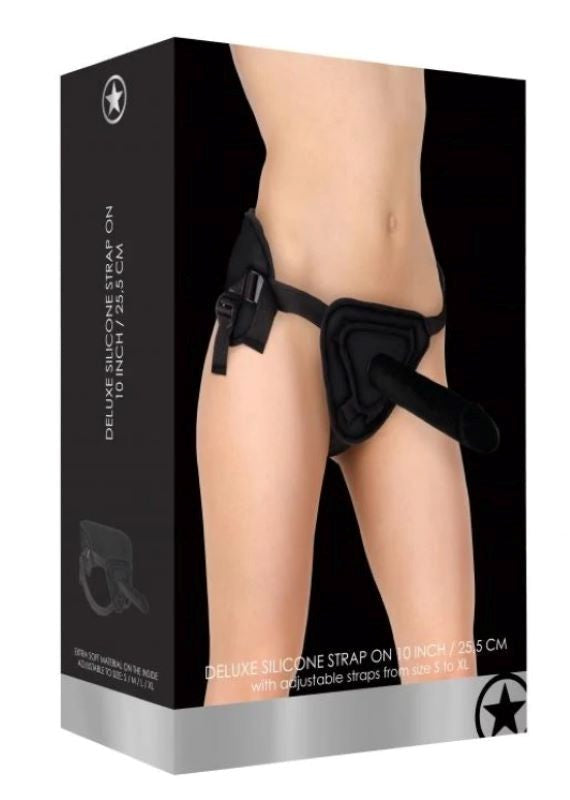 Ouch! Deluxe Silicone Strap-On 10 inch - - Strap On Sextoys