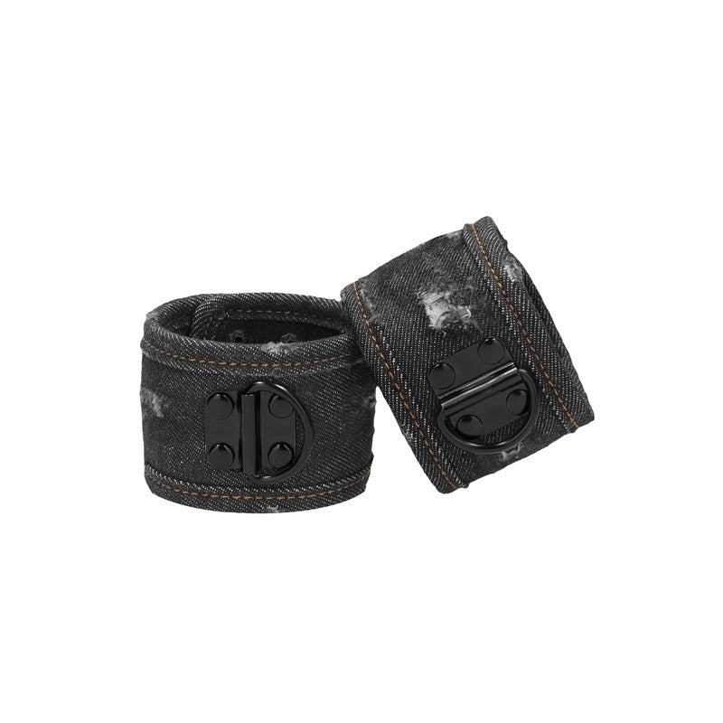 OUCH! Denim Ankle Cuffs - Black - - Collars And Cuffs