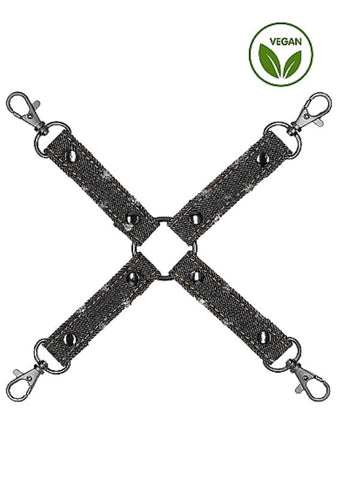 Ouch Denim Hogtie Black Bondage Restraints by Shots Toys - Cuffs and Restraints
