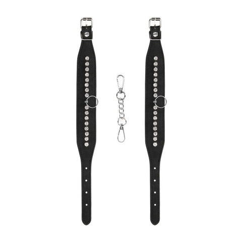 OUCH! Diamond Studded Ankle Cuffs by Shots Toys - Cuffs and Restraints