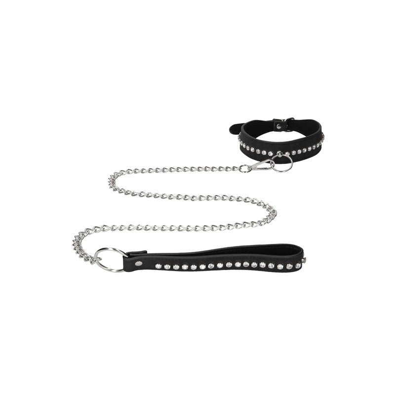 OUCH! Diamond Studded Collar With Leash - - Collars and Leads