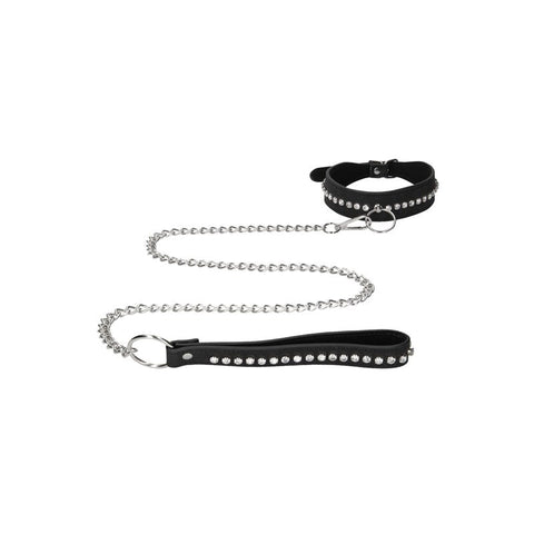 Diamond Studded Collar With Leash by Shots Toys - Collars and Leads