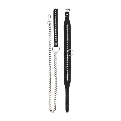Diamond Studded Collar With Leash by Shots Toys - Collars and Leads