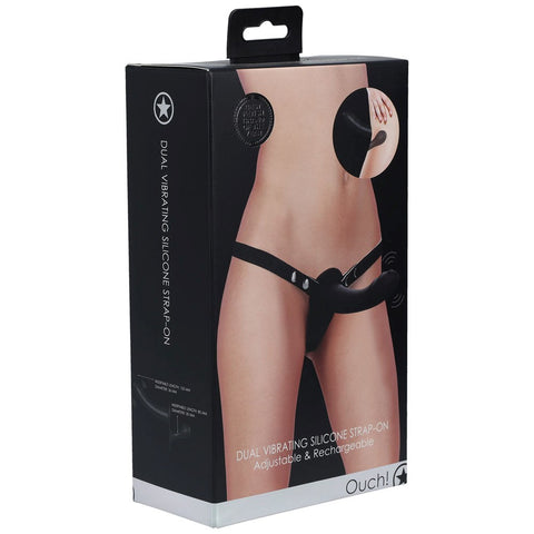 Ouch Dual Silicone Vibrating Strap On by Shots Toys - Strap On Sextoys