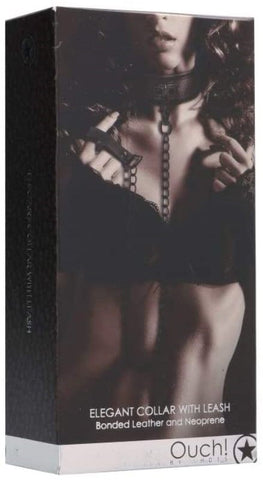Ouch! Elegant BDSM Play Collar with Leash by Shots Toys - Collars and Leads