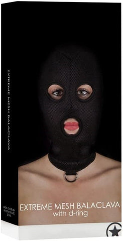 Ouch! Extreme Mesh Balaclava with D-Ring by Shots Toys - Masks And Blindfolds