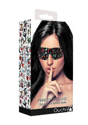 Ouch Printed Fetish Play Eye Mask Old School by Shots Toys - Masks And Blindfolds
