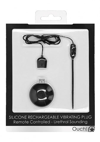 Ouch Silicone Rechargeable Vibrating Plug With Control - Penis Plugs