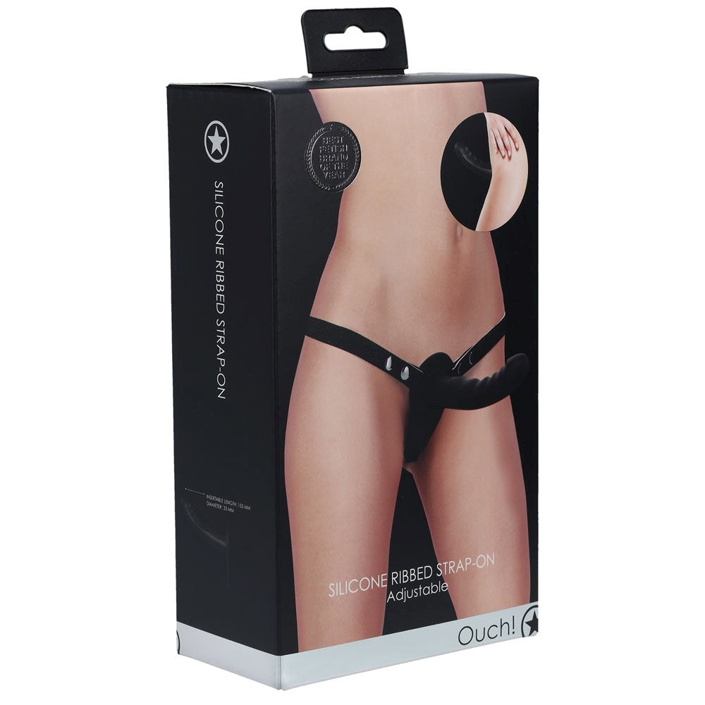 OUCH! Silicone Ribbed Strap-On - - Strap On Sextoys