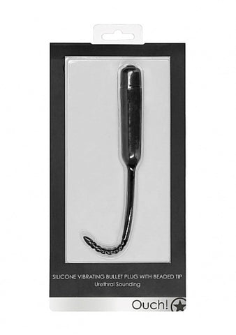 Ouch Silicone Vibrating Bullet Plug With Beaded Tip - Penis Plugs