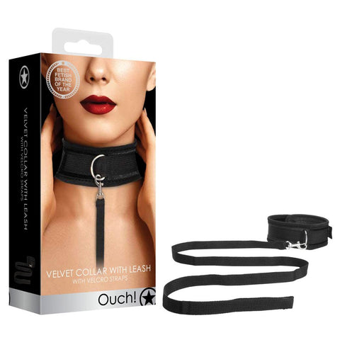 OUCH! Velvet & Velcro Adjustable Collar by Shots Toys - Collars and Leads