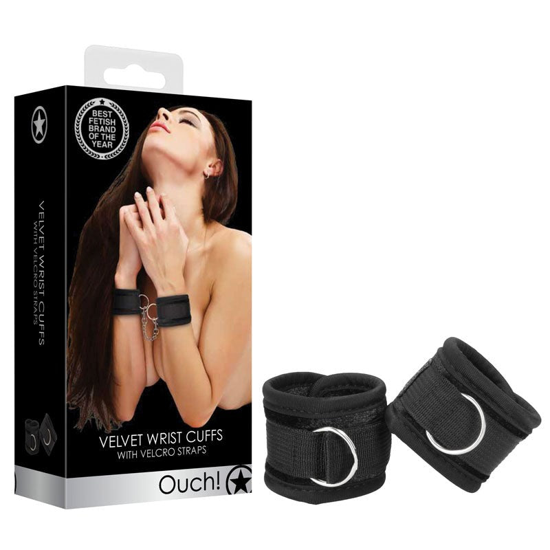 OUCH! Velvet & Velcro Handcuffs - - Collars And Cuffs