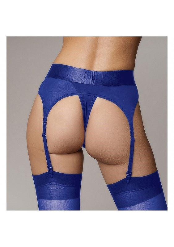 Ouch! Vibrating Strap-on Thong with Adjustable Garters - Royal B - - Strap On Sextoys