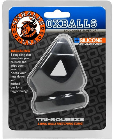 Tri-Squeeze 3-Cock Ring Ballstretching Sling by Oxballs - Ball and Cock Toys