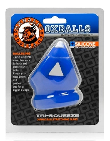 Tri-Squeeze 3-Cock Ring Ballstretching Sling by Oxballs - Ball and Cock Toys