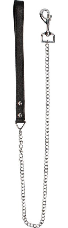 Pain Leather Handle Chain Lead - - Collars And Cuffs