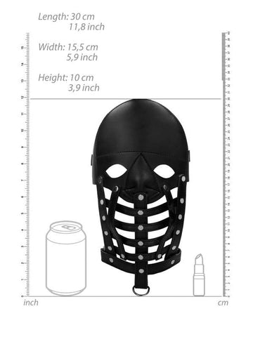 Pain Leather Male Mask Bondage Hood by Shots Toys - Bondage Hoods