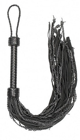 Pain Leather Suede Barbed Wired Flogger by Shots Toys - Whips And Crops