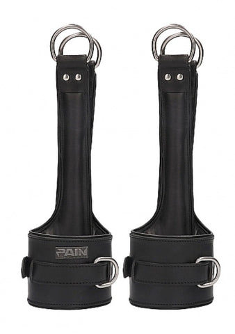 Pain Leather Suspension Wrist Cuffs by Shots Toys - Cuffs and Restraints