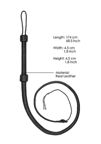 Pain Real Leather Bullwhip by Shots Toys - Whips And Crops