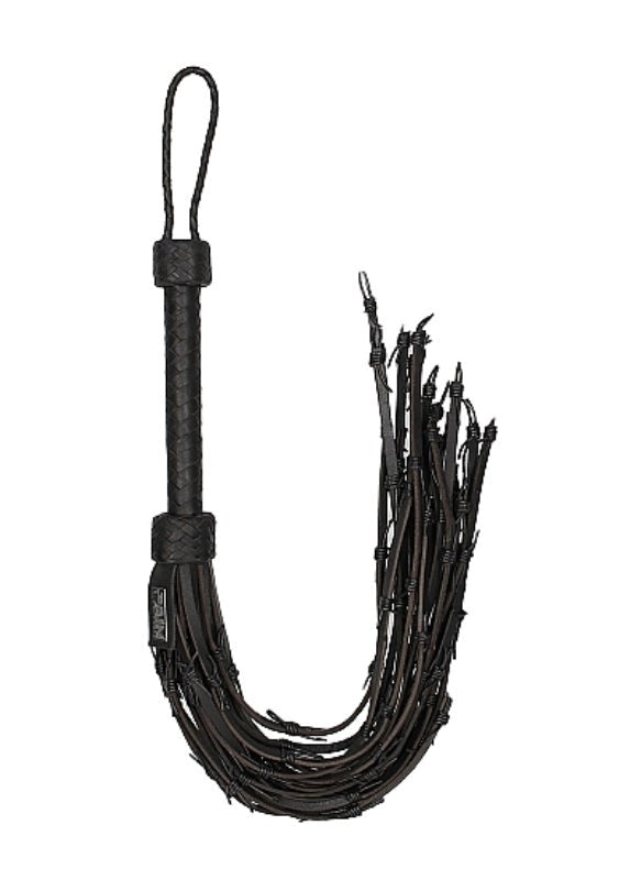 Pain Saddle Leather with Barbed Wire Flogger - - Whips And Crops