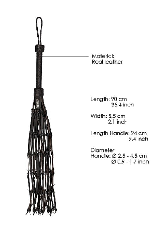 Pain Saddle Leather with Barbed Wire Flogger - - Whips And Crops