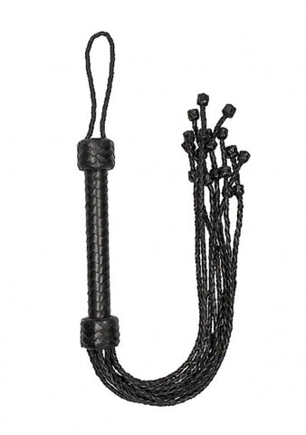 Pain Short Leather Braided Flogger by Shots Toys - Whips And Crops