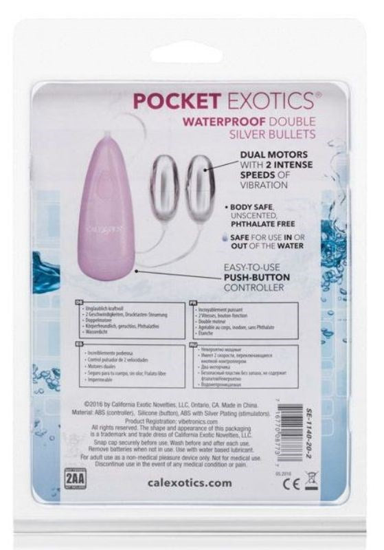 Pocket Exotics Waterproof Double Silver Bullet - - Waterproof Vibrators