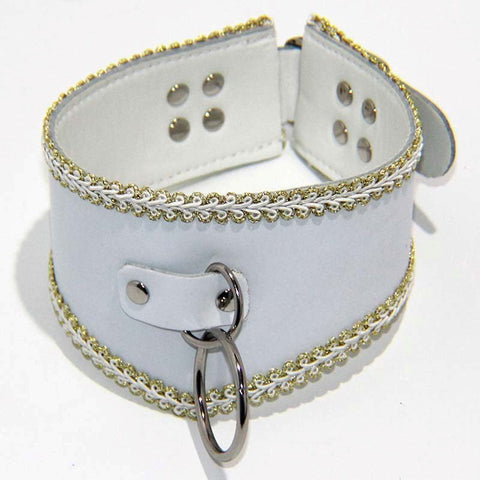 Posture Collar in White with O Ring Heavy by BDStyle - Fancy Dress Ups
