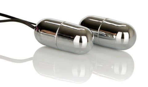 Power Play Dual Silver Remote Control Bullet Vibrator - Bullet Vibrators