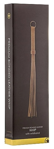 Premium Bonded Leather Whip Brown by Shots Toys - Whips And Crops