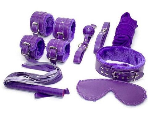 Purple plush sm bondage kit 7 pcs by BDStyle - Bondage Kits
